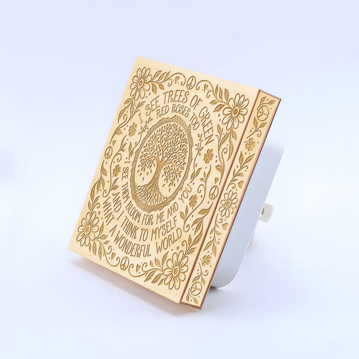 What a Wonderful World, Artistic Engraved Wooden LED Night Light, PH0022