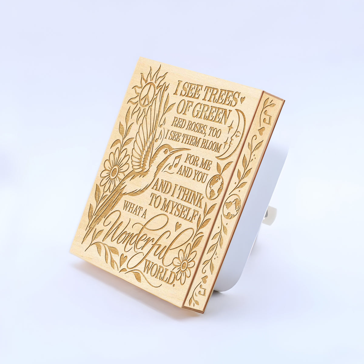 What a Wonderful World, Artistic Engraved Wooden LED Night Light, PH0021