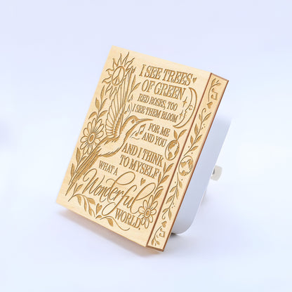 What a Wonderful World, Artistic Engraved Wooden LED Night Light, PH0021