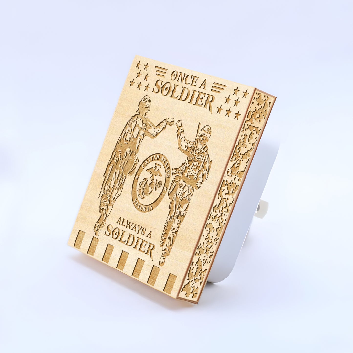 Marine Veteran | Once a Soldier, Always a Soldier | Artistic Engraved Wooden LED Night Light, NLV0018B