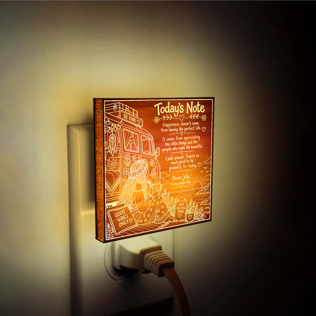 Today's Note | Artistic Engraved Wooden LED Night Light | HP0020