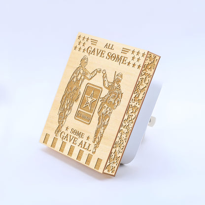 Army Veteran | All Gave Some - Some Gave All | Artistic Engraved Wooden LED Night Light, NLV0021