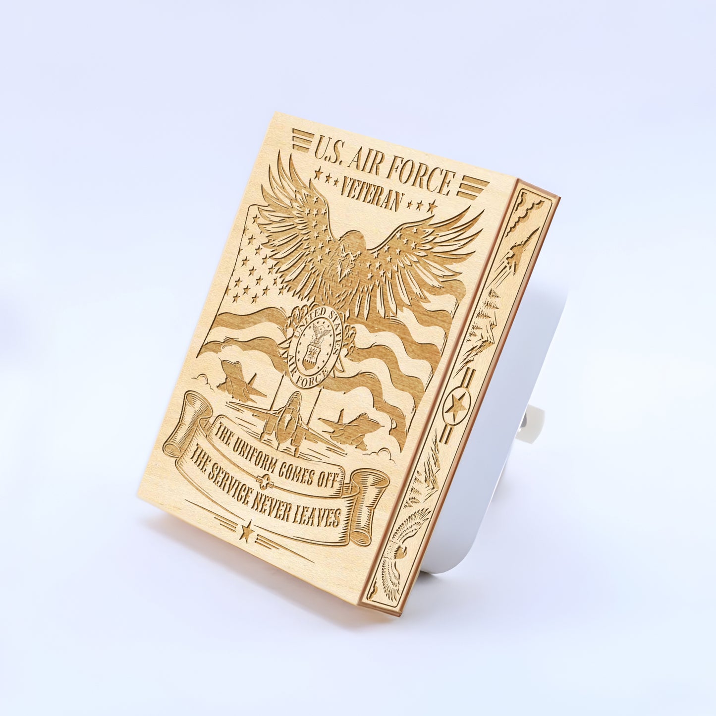 Air Force Veteran | The Uniform Comes Off - The Service Never Leaves | Artistic Engraved Wooden LED Night Light, NLV0033
