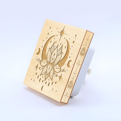 Celestial Lotus Yoga Lover Engraved Wooden LED Night Light - NLYG0007
