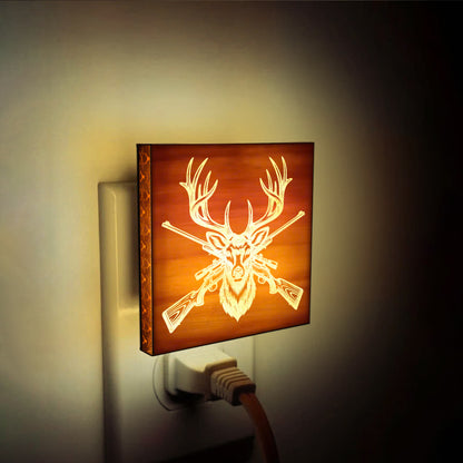 Deer Hunting Engraved Wooden LED Night Light - NLDH0005