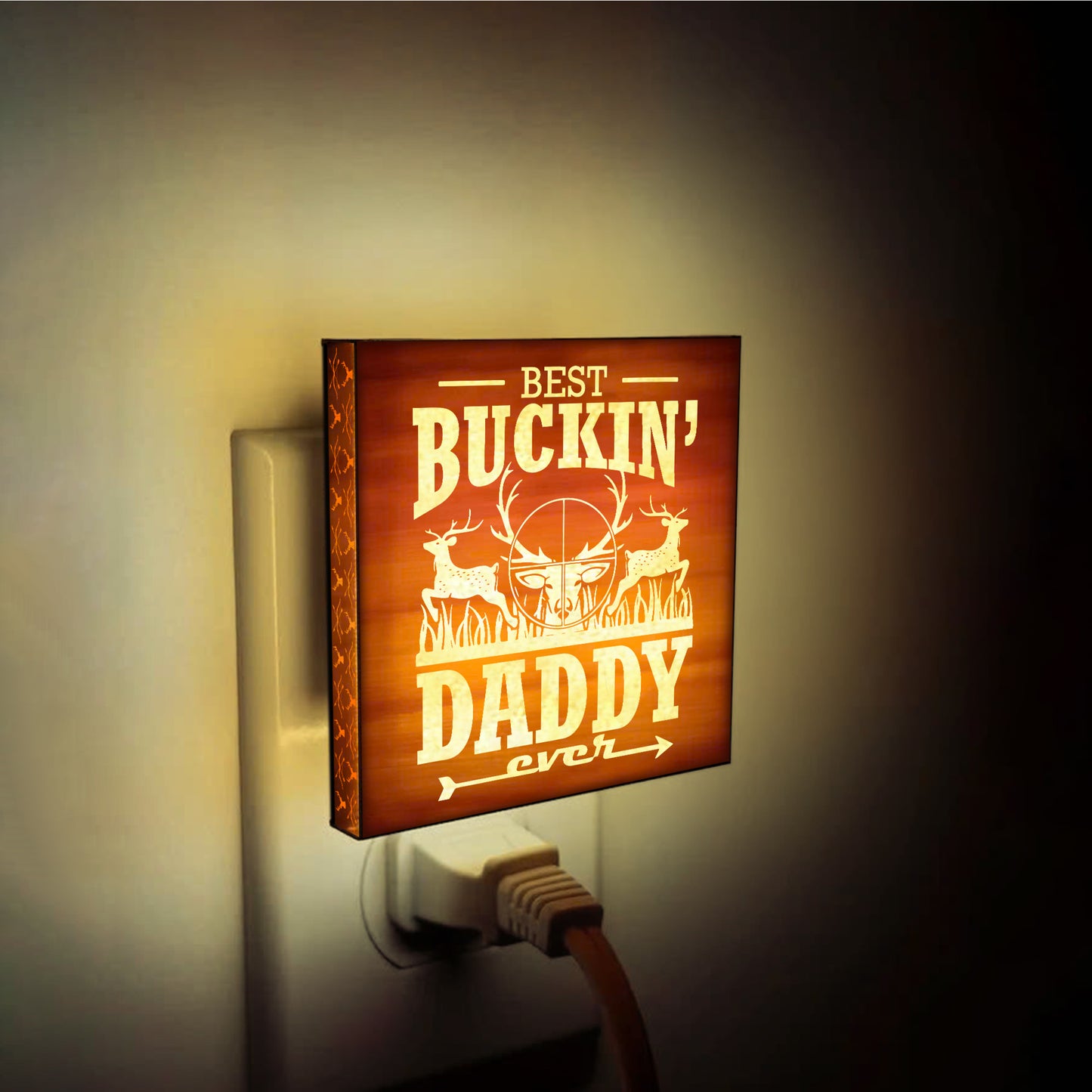 Best Buckin' Daddy Ever Engraved Wooden LED Night Light - NLDH0003