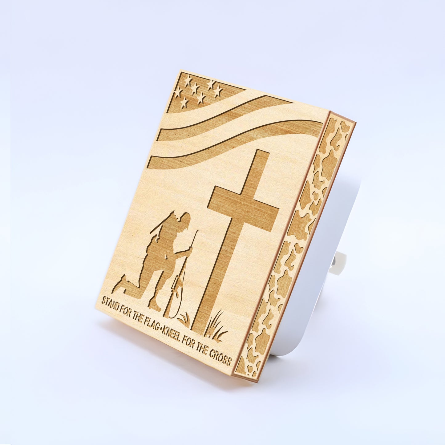 Stand For the Flag - Kneel For the Cross Engraved Wooden LED Night Light, NLV0004