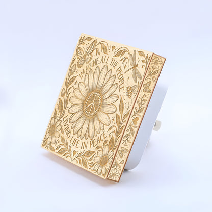 Imagine All The People Living Life in Peace, Artistic Engraved Wooden LED Night Light, PH0017