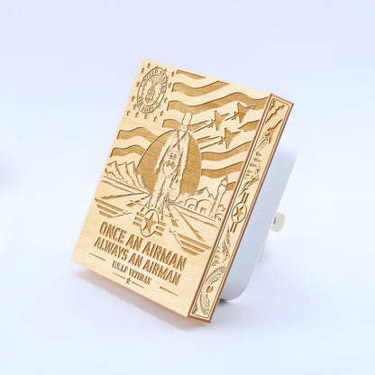 Air Force Veteran | Once an Airman - Always an Airman | Artistic Engraved Wooden LED Night Light, NLV0034