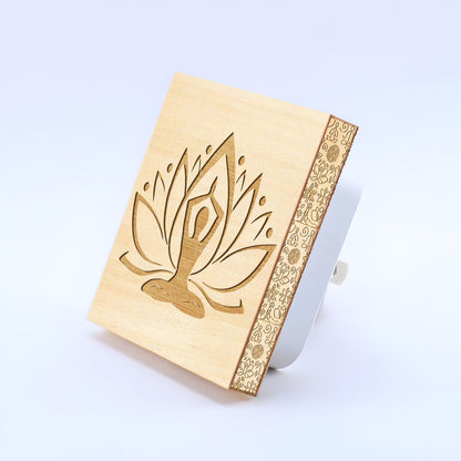 Lotus Peace Yoga Lover Engraved Wooden LED Night Light - NLYG0006