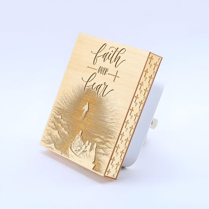 Faith Over Fear Engraved Wooden LED Night Light - NLG0020