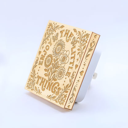 Enjoy The Little Things, Artistic Engraved Wooden LED Night Light, PH0024