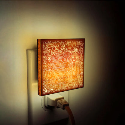 7 Things I Choose For Myself | Artistic Engraved Wooden LED Night Light | HP0018