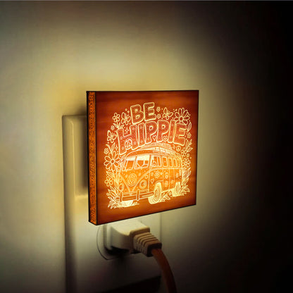 Be Hippie | Artistic Engraved Wooden LED Night Light | HP0002
