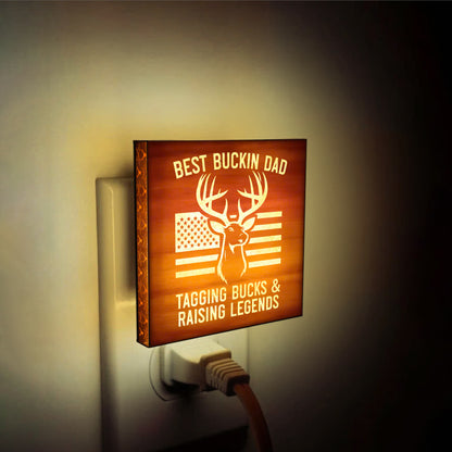 Best Buckin Dad Engraved Wooden LED Night Light - NLDH0008