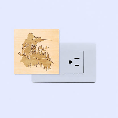 Deer Hunting Engraved Wooden LED Night Light - NLDH0001