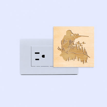 Deer Hunting Engraved Wooden LED Night Light - NLDH0001