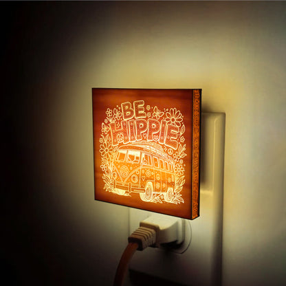 Be Hippie | Artistic Engraved Wooden LED Night Light | HP0002