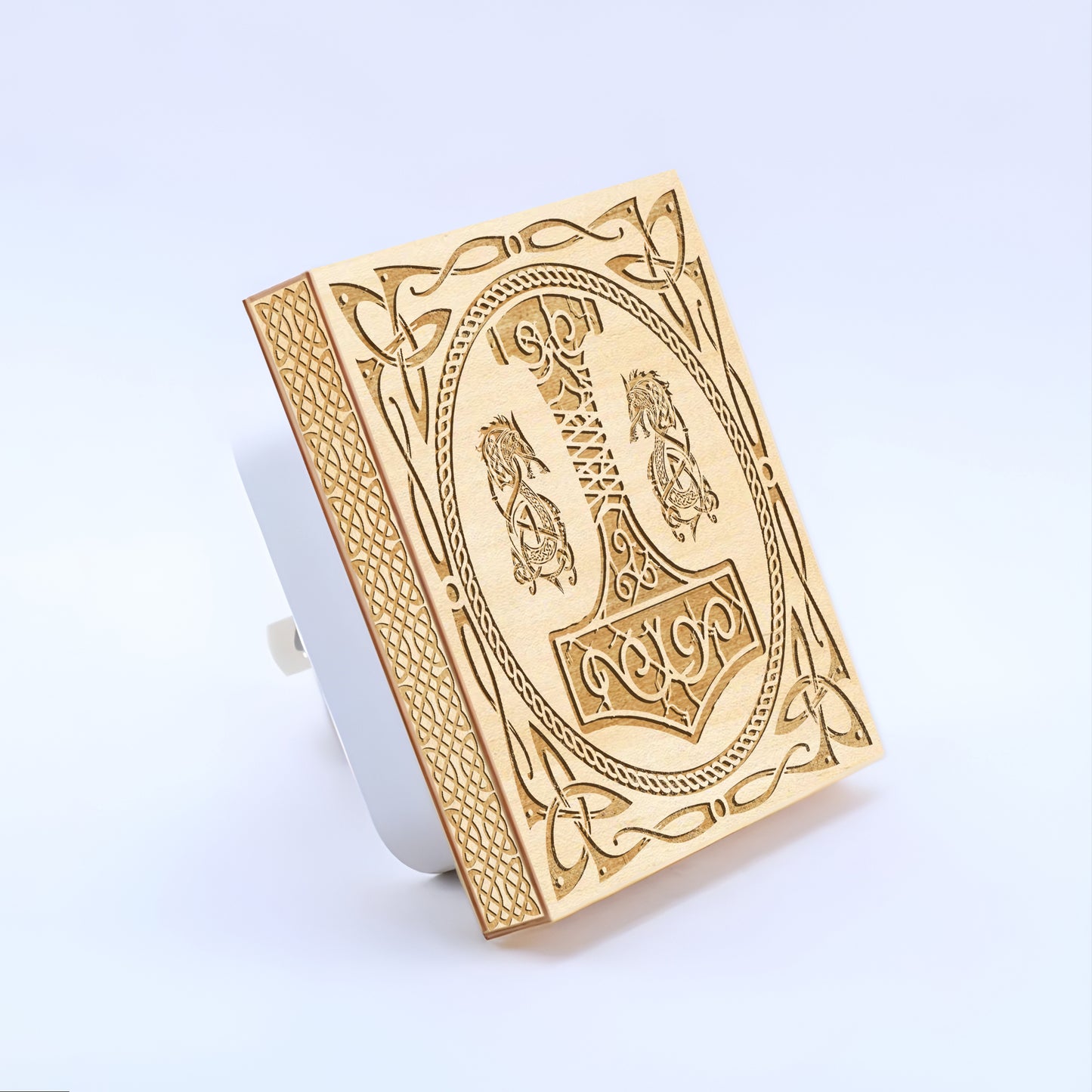 The Legendary Mjölnir Engraved Wooden LED Night Light - NLVK0019