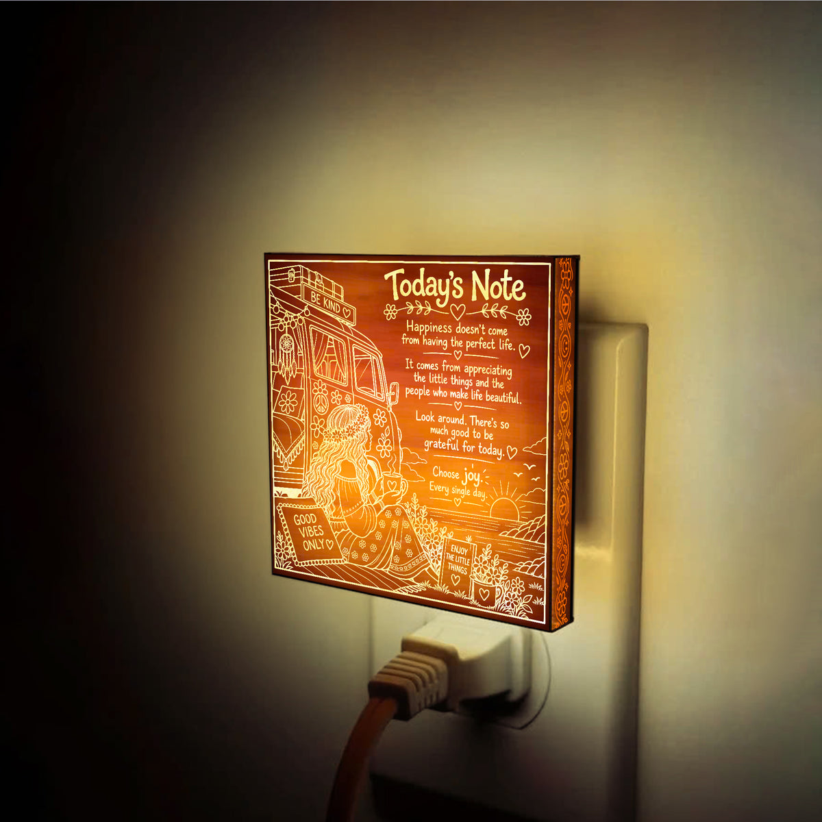 Today's Note | Artistic Engraved Wooden LED Night Light | HP0020