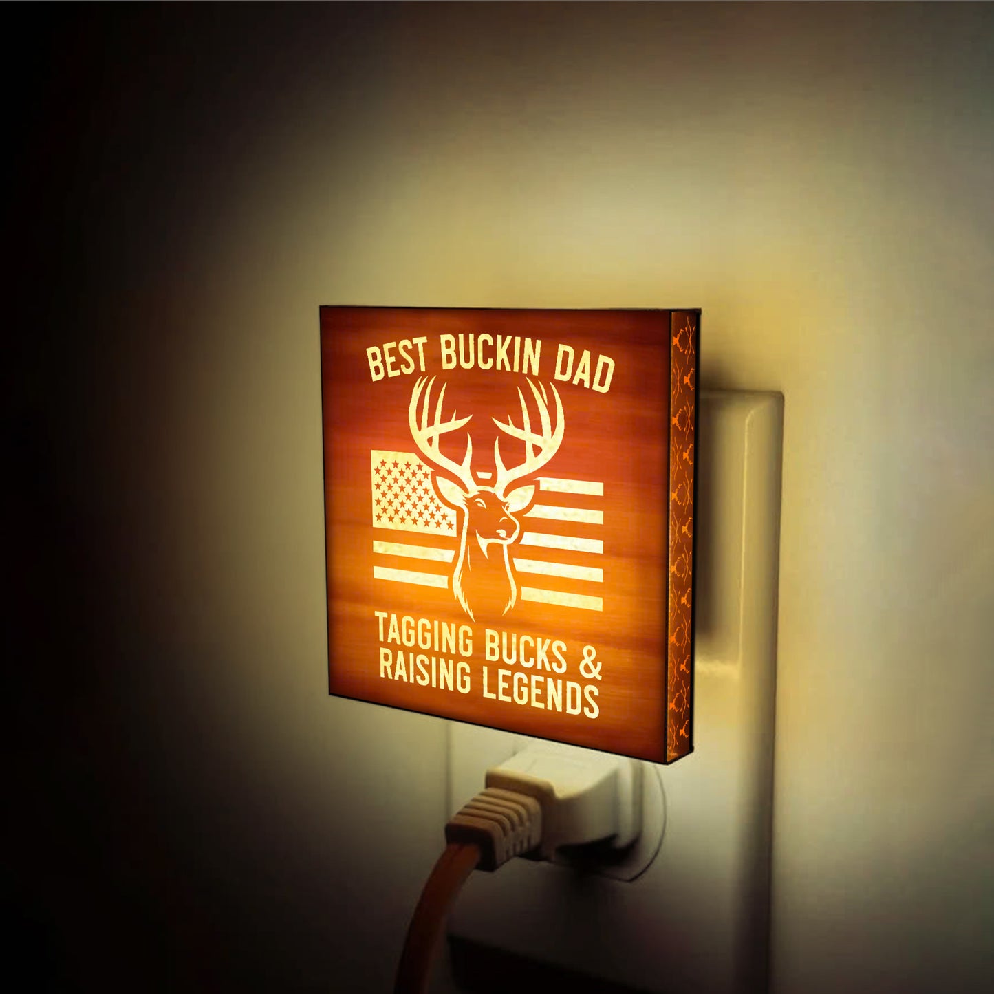 Best Buckin Dad Engraved Wooden LED Night Light - NLDH0008