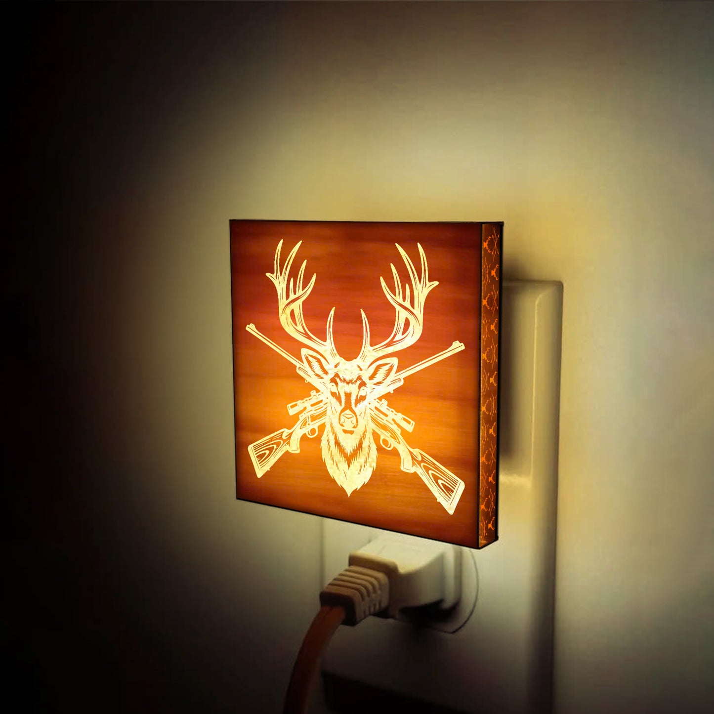 Deer Hunting Engraved Wooden LED Night Light - NLDH0005