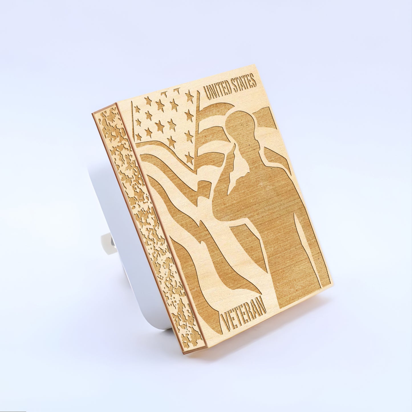 U.S. Veteran Saluting – Artisan Engraved Wooden LED Night Light, NLV0010
