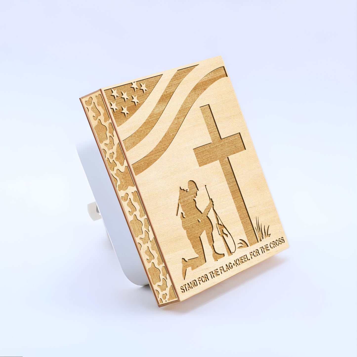 Stand For the Flag - Kneel For the Cross Engraved Wooden LED Night Light, NLV0004