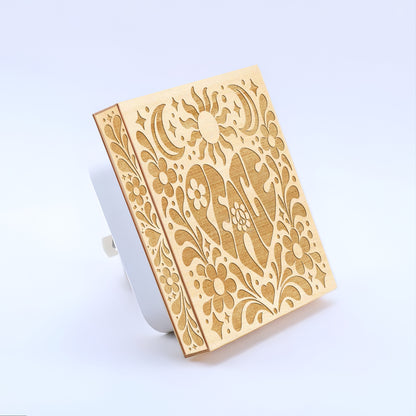 PEACE, Artistic Engraved Wooden LED Night Light, PH0015