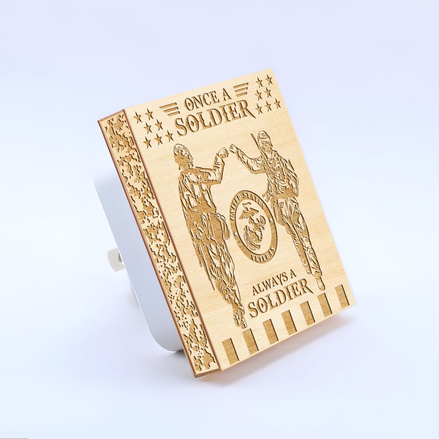Marine Veteran | Once a Soldier, Always a Soldier | Artistic Engraved Wooden LED Night Light, NLV0018B