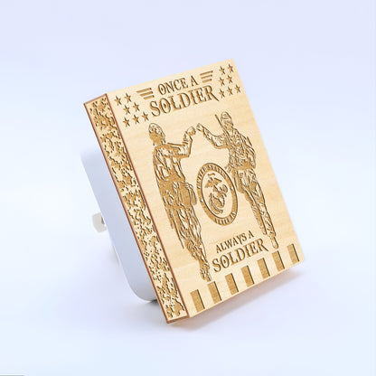 Marine Veteran | Once a Soldier, Always a Soldier | Artistic Engraved Wooden LED Night Light, NLV0018B