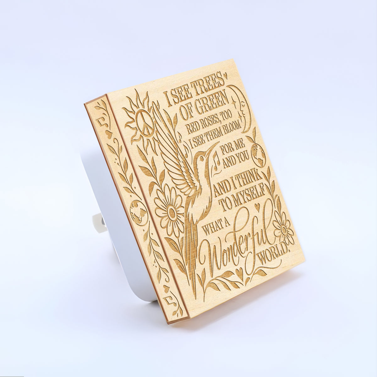 What a Wonderful World, Artistic Engraved Wooden LED Night Light, PH0021