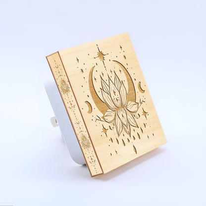 Celestial Lotus Yoga Lover Engraved Wooden LED Night Light - NLYG0007