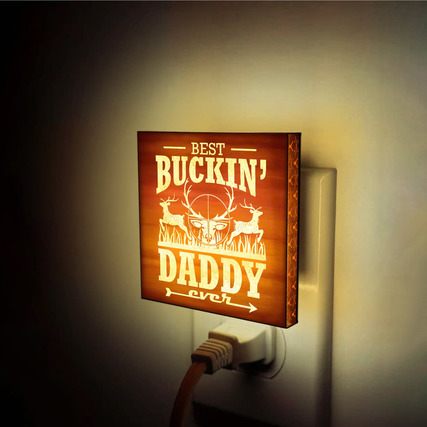Best Buckin' Daddy Ever Engraved Wooden LED Night Light - NLDH0003