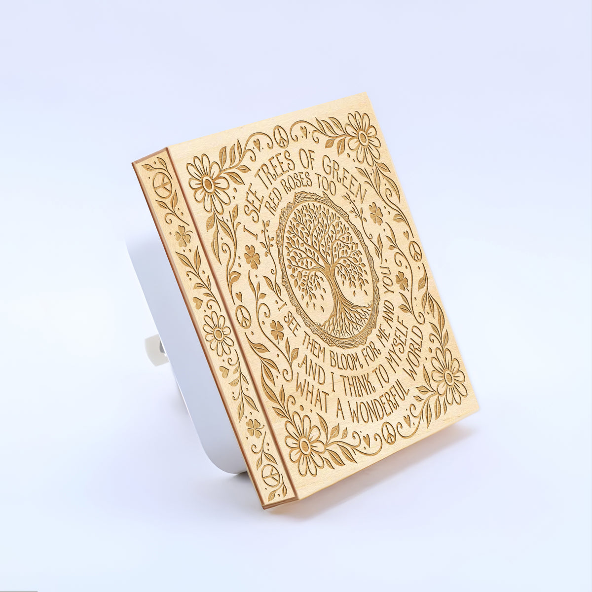 What a Wonderful World, Artistic Engraved Wooden LED Night Light, PH0022