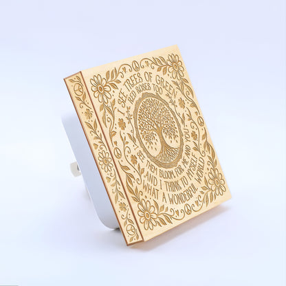 What a Wonderful World, Artistic Engraved Wooden LED Night Light, PH0022