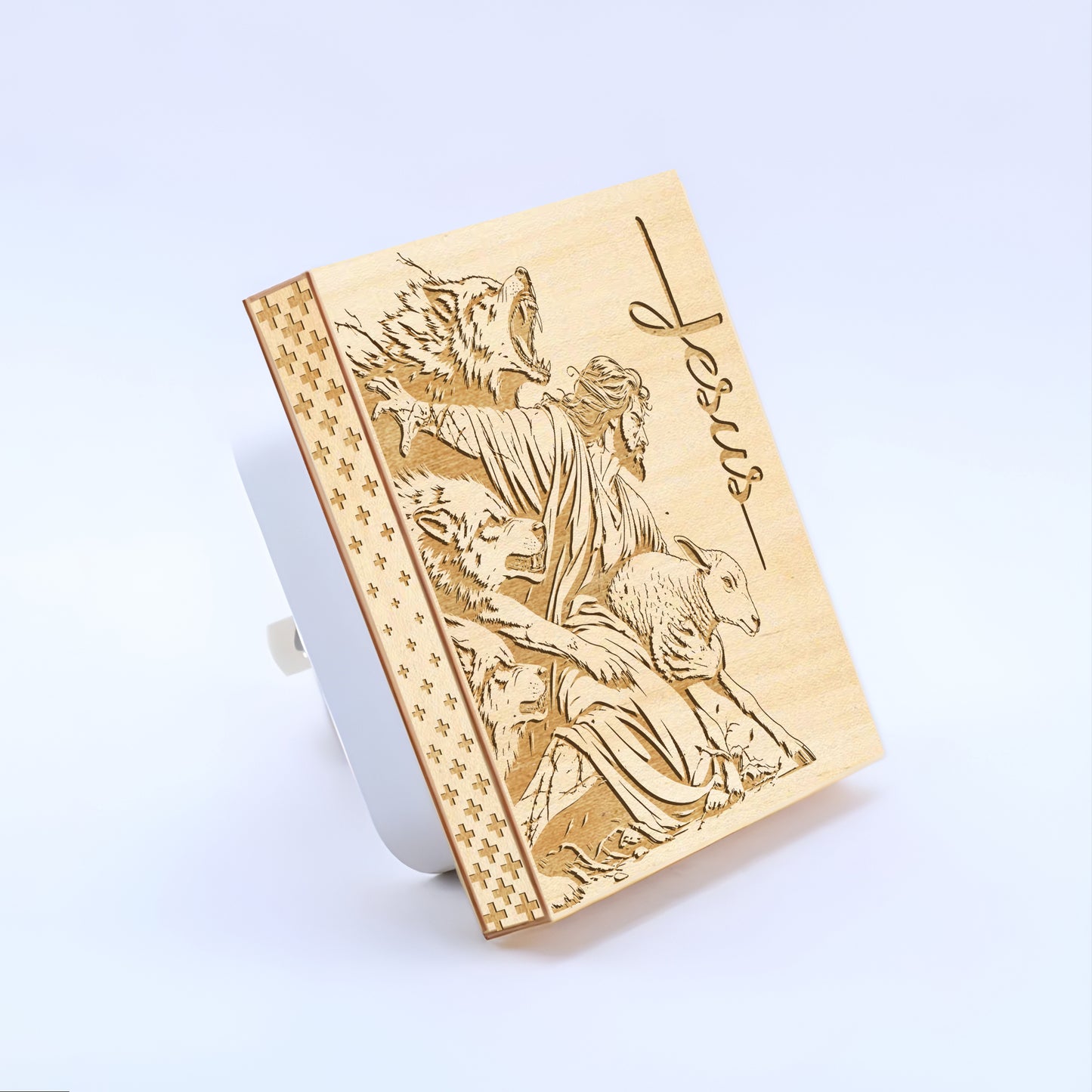 The Good Shepherd Engraved Wooden LED Night Light - NLG0008