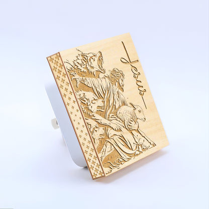 The Good Shepherd Engraved Wooden LED Night Light - NLG0008