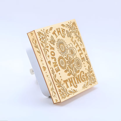 Enjoy The Little Things, Artistic Engraved Wooden LED Night Light, PH0024