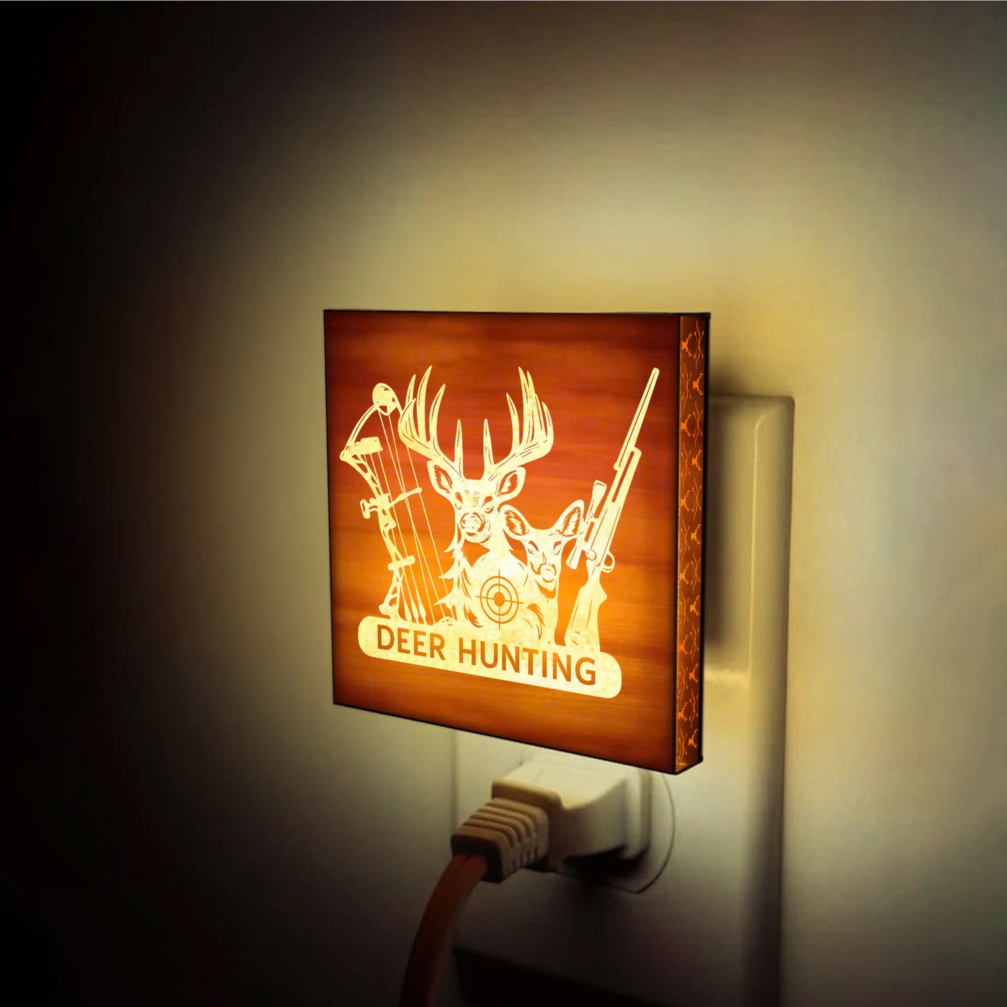Deer Hunting Engraved Wooden LED Night Light - NLDH0009