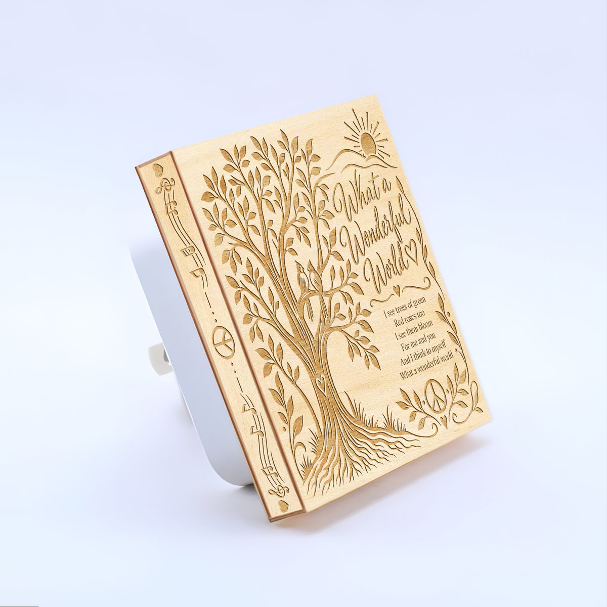 A Wonderful World – Cardinal & Love, Artistic Engraved Wooden LED Night Light, PH0023