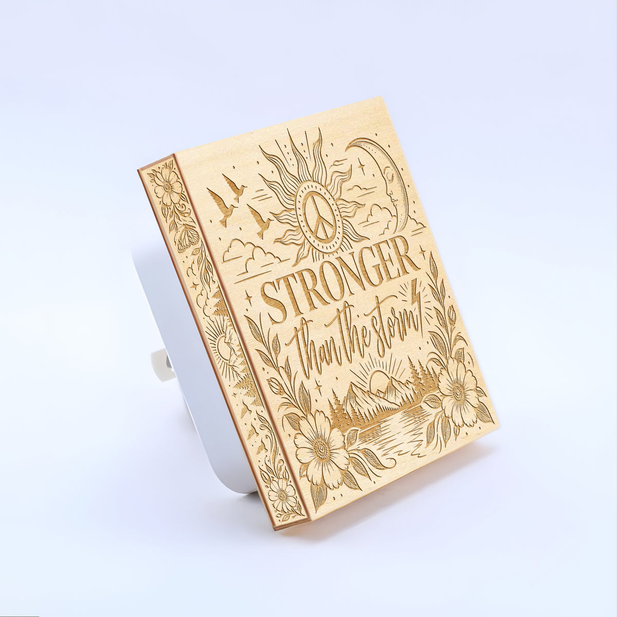 STRONGER Than The Storm, Artistic Engraved Wooden LED Night Light, PH0019