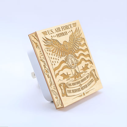 Air Force Veteran | The Uniform Comes Off - The Service Never Leaves | Artistic Engraved Wooden LED Night Light, NLV0033