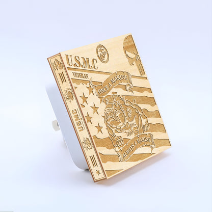 Marine Veteran | Once a Marine - Always a Marine | Artistic Engraved Wooden LED Night Light, NLV0030