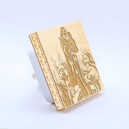 The Good Shepherd Engraved Wooden LED Night Light - NLG0018