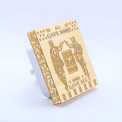 Army Veteran | All Gave Some - Some Gave All | Artistic Engraved Wooden LED Night Light, NLV0021