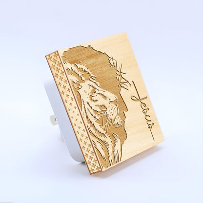 Lion of Judah Engraved Wooden LED Night Light - NLG0009