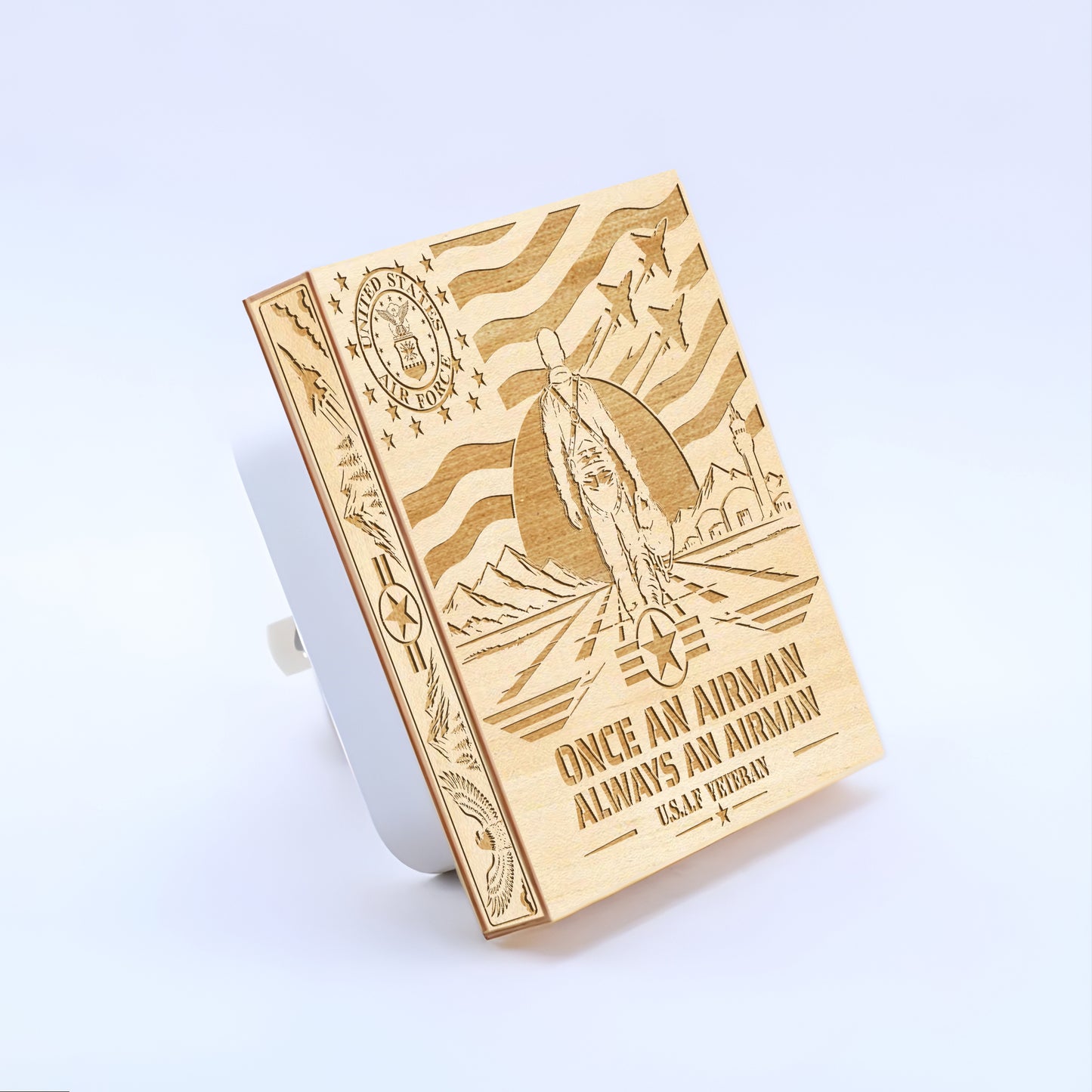 Air Force Veteran | Once an Airman - Always an Airman | Artistic Engraved Wooden LED Night Light, NLV0034
