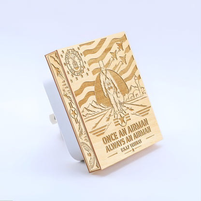 Air Force Veteran | Once an Airman - Always an Airman | Artistic Engraved Wooden LED Night Light, NLV0034