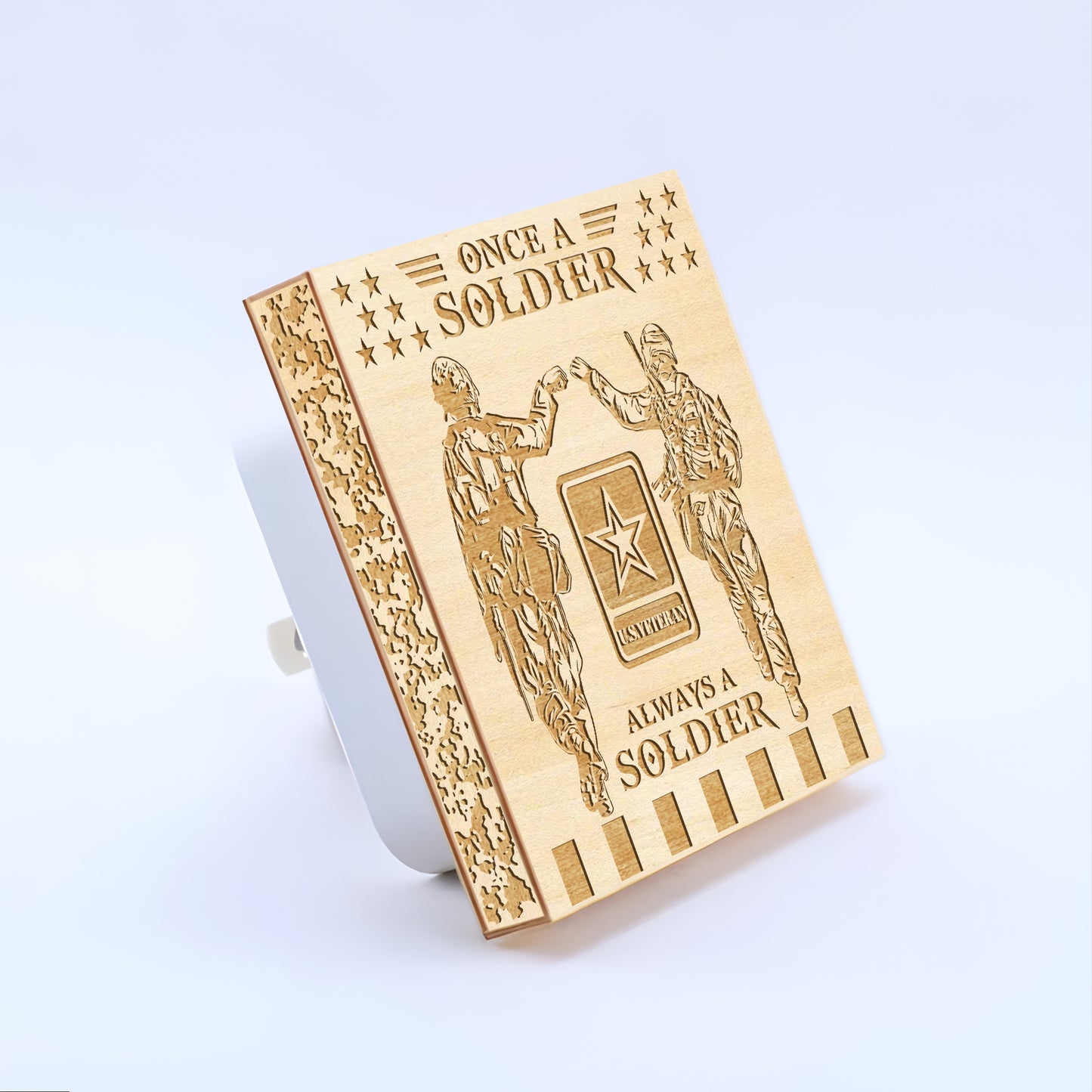 Army Veteran | Once a Soldier, Always a Soldier | Artistic Engraved Wooden LED Night Light, NLV0018A